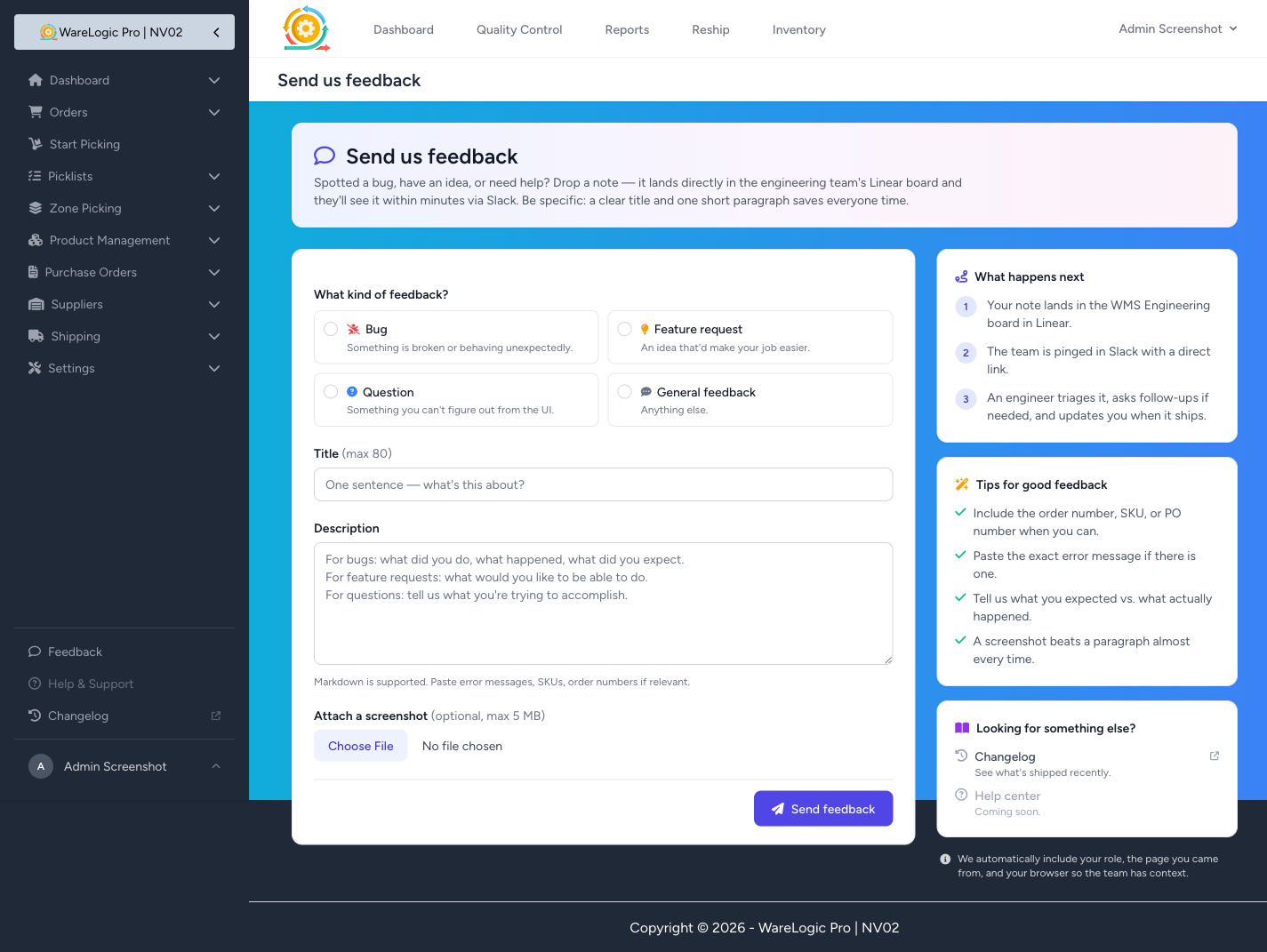 Feedback form