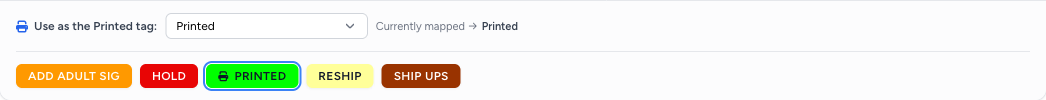 Printed tag picker with the selected tag highlighted