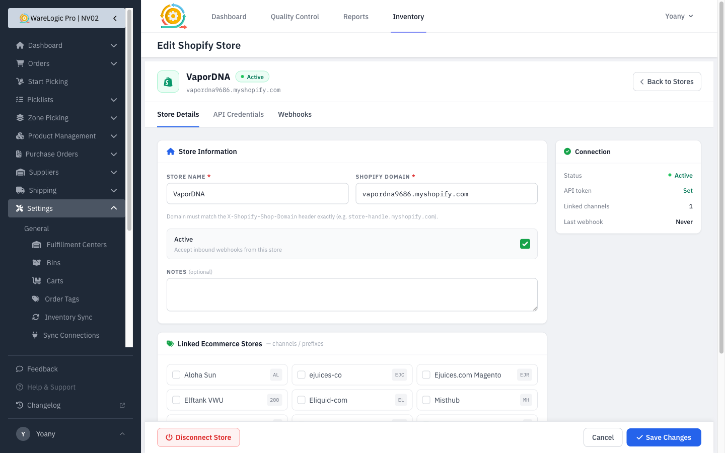 Redesigned Shopify store settings