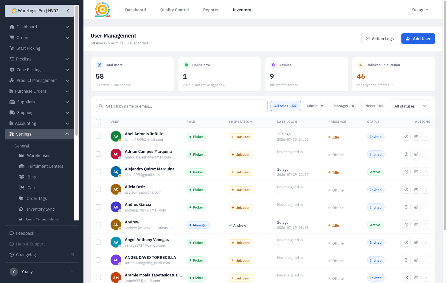 The rebuilt User Management screen