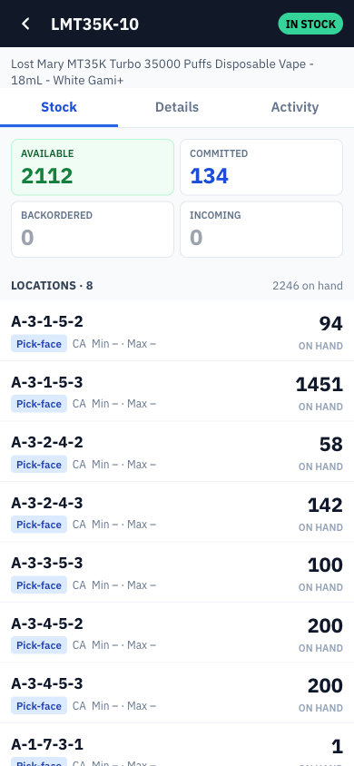Edit Product on the handheld — mobile